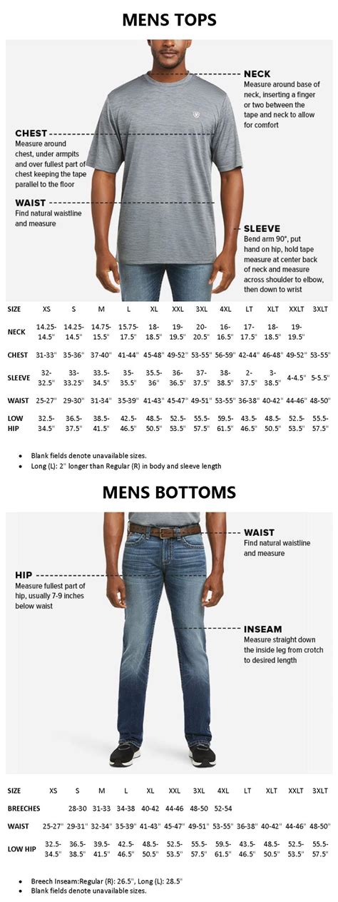 Apparell Sizing Charts