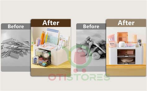 OTISTORES Plastic Drawer Storage Cabinet Pencil Pen Holder Office ...