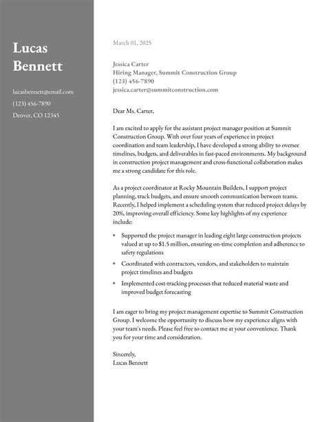 Assistant Manager Cover Letter Examples and Templates for 2025 - ResumeBuilder.com