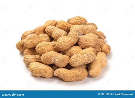 Peanuts in Shell Isolated on White Background. Pile of Peanuts Close Up ...