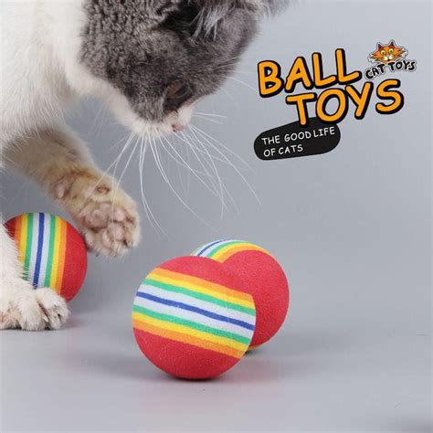 KUTKUT Pack of 10 Foam Balls for Cats, Colorful Rainbow Ball Cat Toy S