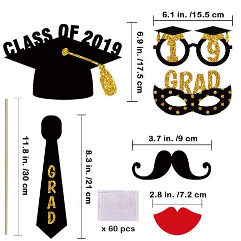 Graduation Party Photo Booth Props Kit Selfie Station Sign Wooden ...