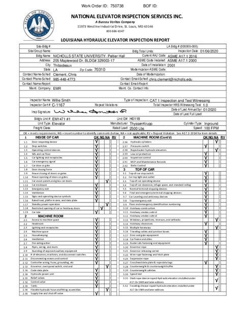 Fillable Online NATIONAL ELEVATOR INSPECTION SERVICES INC. Fax Email ...