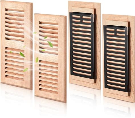 Landical 4 Pcs Red Oak Wood Floor Register with Damper, 4 x 10 Inch ...