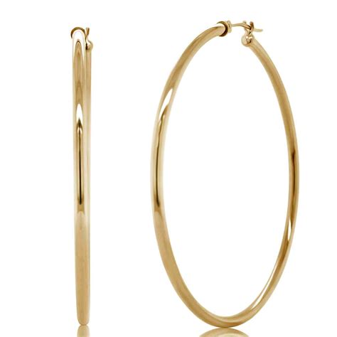 Large 14K Solid Gold Hoop Earrings at Noe Barry blog