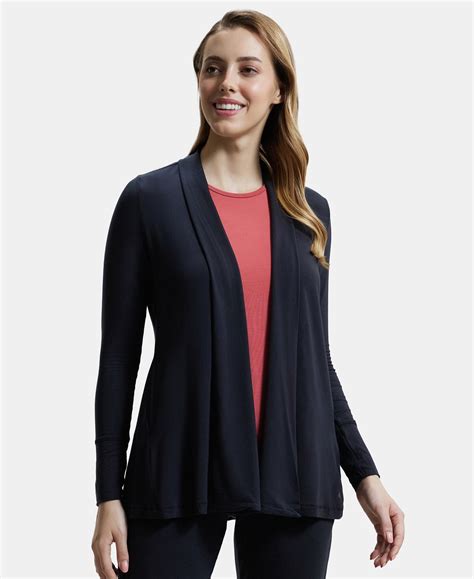 Buy Environment Friendly Lyocell Relaxed Fit Full Sleeve Shrug - Black ...