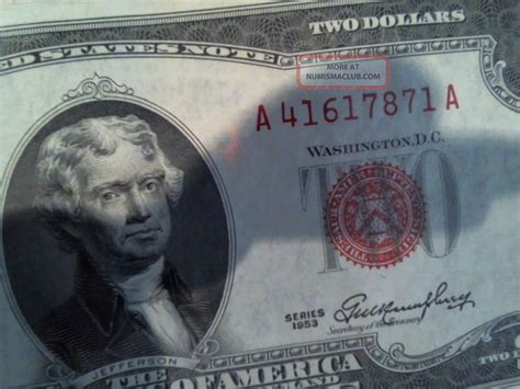 1953 $2 Two Dollar Red Seal Note Bill