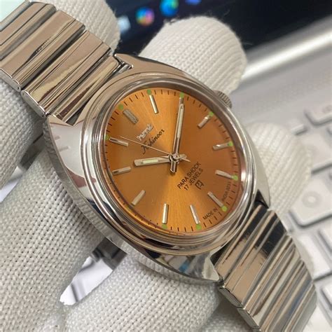 Vintage MOD HMT Kohinoor Hand Winding 17 Jewels Orange Face Men's Wris ...