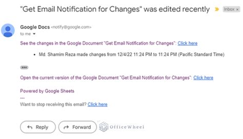 Image result for Google Doc Email Notification