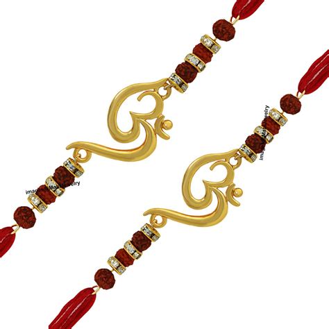 Buy Mahi Men's Gold Plated Combo of Twince Om Rudraksha Designed Rakhis ...