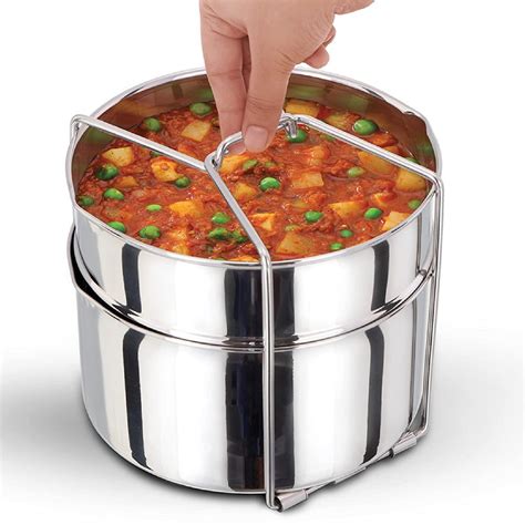 Hawkins Stainless Steel Two-Dish Set | Cooker Separator | Silver ...