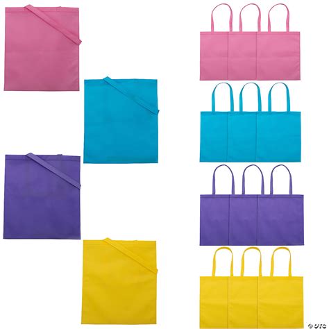 15" x 17" Large Nonwoven Pastel Pink, Yellow, Aqua & Purple Tote Bags ...