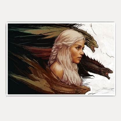 Game of Thrones Khaleesi Epic Dragon (18x12) Paper Print - Abstract ...