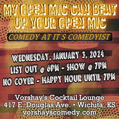 Comedy Open Mic, Vorshay’s Cocktail Lounge, Wichita, 3 January 2024 ...