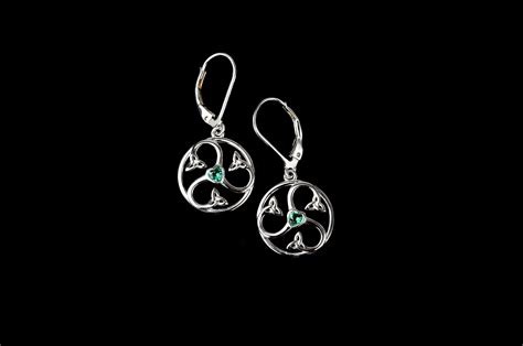 Sterling Silver Emerald trinity Earrings.