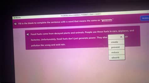 i-ReadyVocabulary about Inventions: Preview 1-Quiz - Level FFill in th..