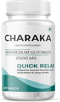 Charaka Chelated Magnesium Glycinate veg tablet -120 tablets | 2000mg ...