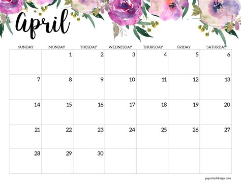 Blank April 2024 Calendar Printable PDF Template With, 45% OFF