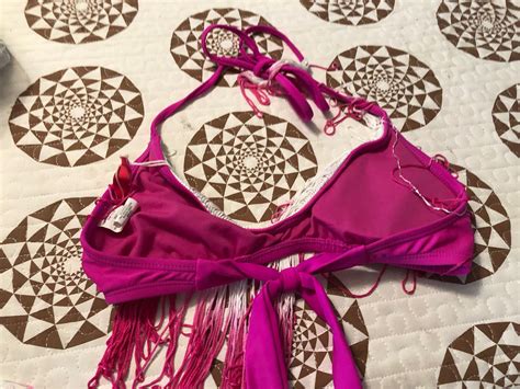 Bikini Lab Womens Pink 2 Piece Bikini With Fringe Det… - Gem