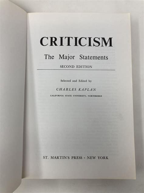 Criticism: The Major Statements: Very Good Hardcover (1986) First Thus. | Southampton Books