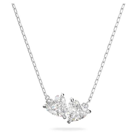 Mesmera necklace, Heart, White, Rhodium plated | Swarovski