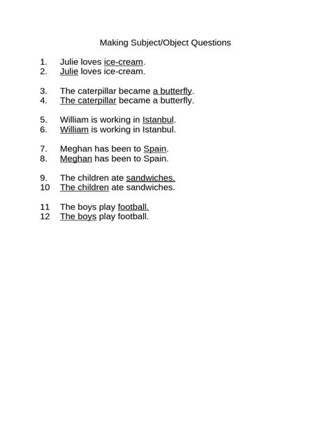 Image result for Examples Subject Question