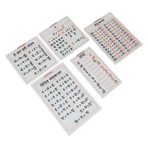 Hindi Matra Charts complete set of 5 – CERDS Montessori Materials