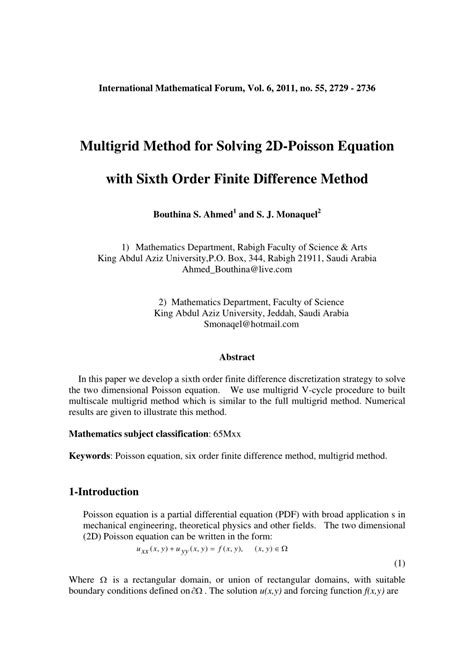 Image result for Poisson Finite Difference Method