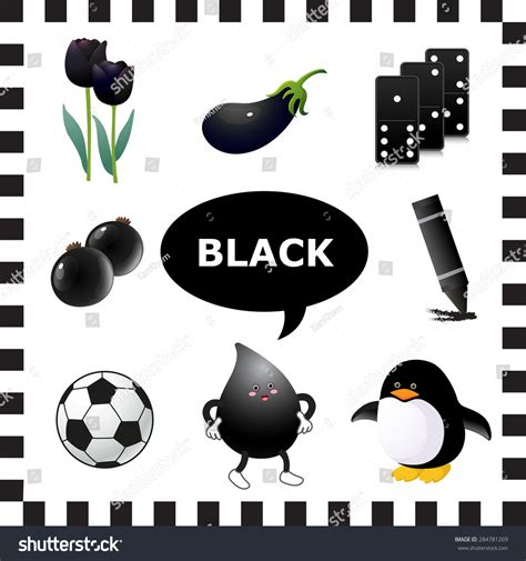 Learn The Color Black- Things That Are Black Color Stock Vector Illustration 284781269 ...