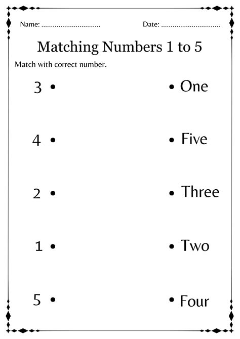 Image result for Matching Numbers Worksheet