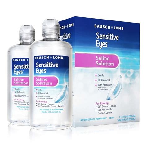 Sensitive Eyes Saline Solution, Twin Pack 12 Fl Oz, for Contact Lens ...