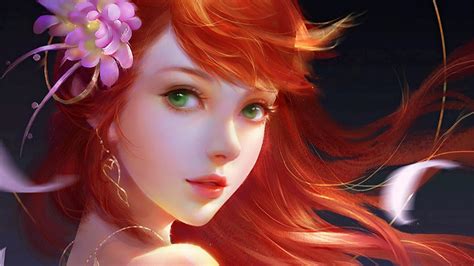 Enchanting Fantasy: HD Wallpaper of a Red-Haired Beauty