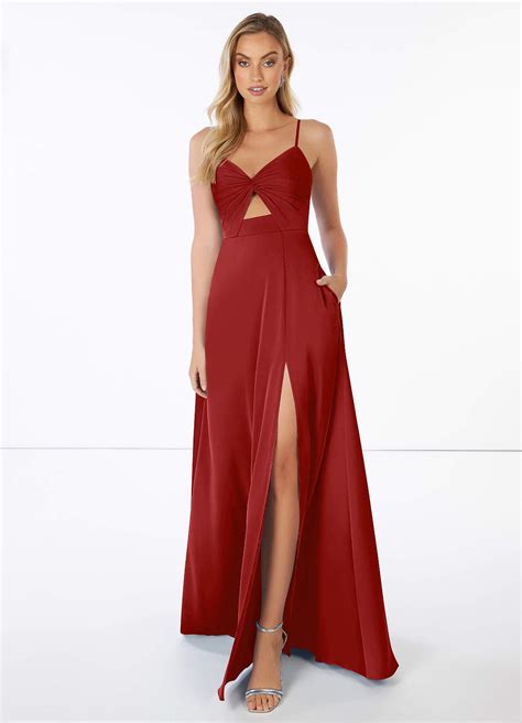 Pomegranate Azazie Jenna Stretch Satin Dress Bridesmaid Dresses | Azazie