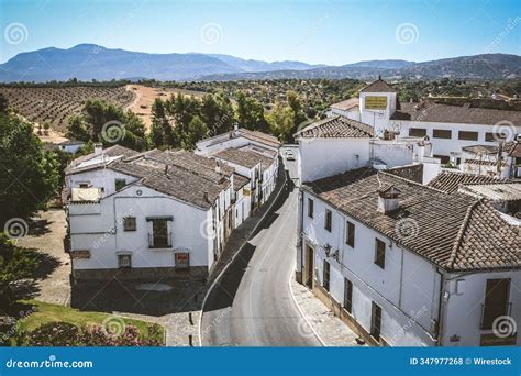 Aerial View of a Charming Spanish Village with White Buildings, Winding ...