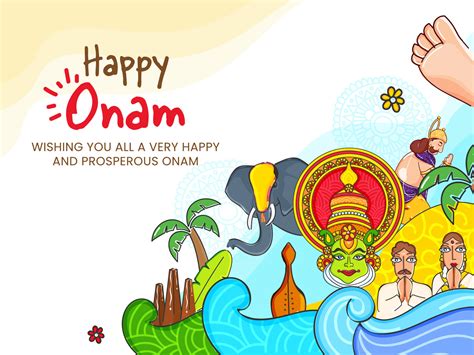 Happy Onam Greeting Card With South Indian People Showing Their Culture ...