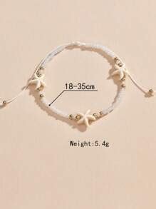 Starfish Decor Beaded Anklet | SHEIN USA