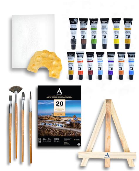 ArtRight 39 Pcs Painting Kit for Beginners & Kids with 4 Paint Brushes ...