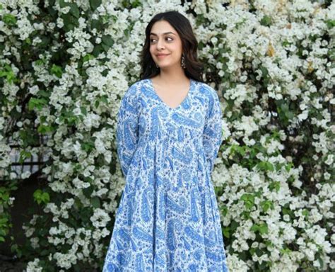 Blue White Printed Cotton Dress