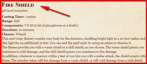 Fire Shield 5E Spell In DnD - D&D 5e Character Sheets