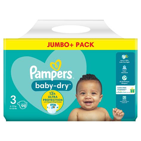 Pampers Baby Dry Size 3 Jumbo+ Pack (98 Piece) - Storefront EN