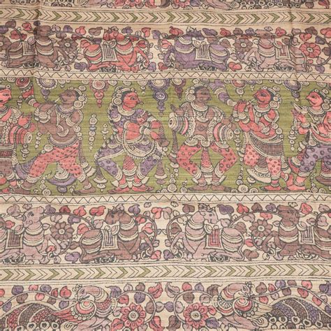 Olive Green Kalamkari Tussar Saree – Snehalayaa Silks
