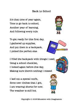 BACK TO SCHOOL Rhyme Bundle by Education with Imagination | TPT