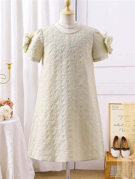 SHEIN Robe d'été pour jeune fille décontractée à col rond à manches ...