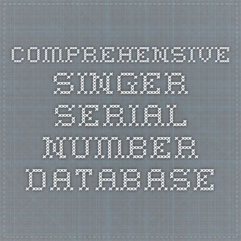 Image result for Singer Serial Number Database