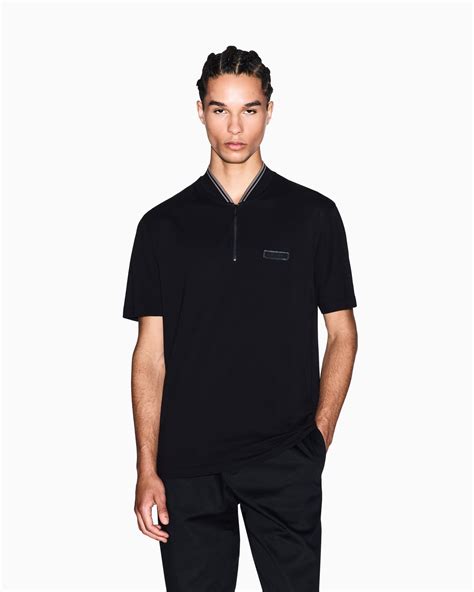 Pique polo shirt with zip | Armani Exchange