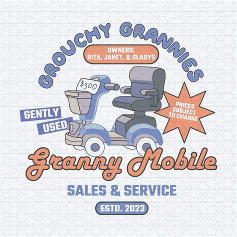 Bluey Grouchy Grannies Granny Mobile SVG | Inspire Uplift