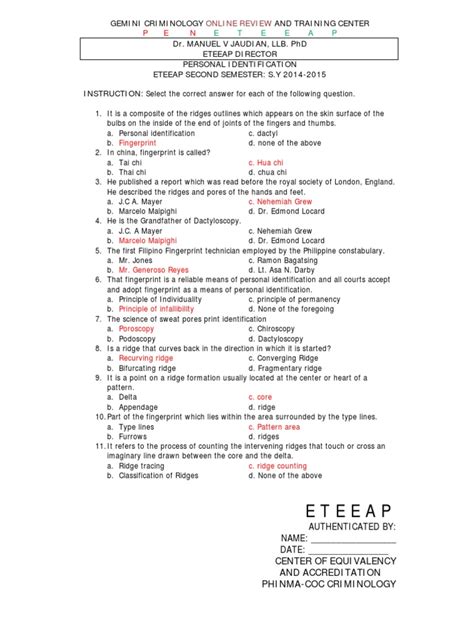 Image result for Driection of Identification Exam Example