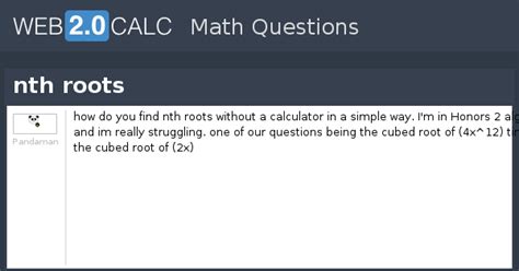 View question - nth roots