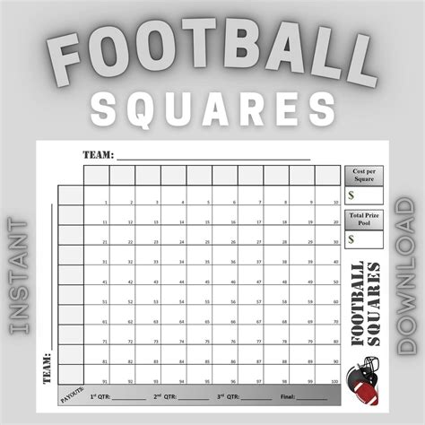 Printable Football Squares Templates