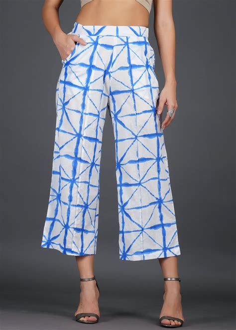 Get Blue Shibori Straight Pants at ₹ 1650 | LBB Shop